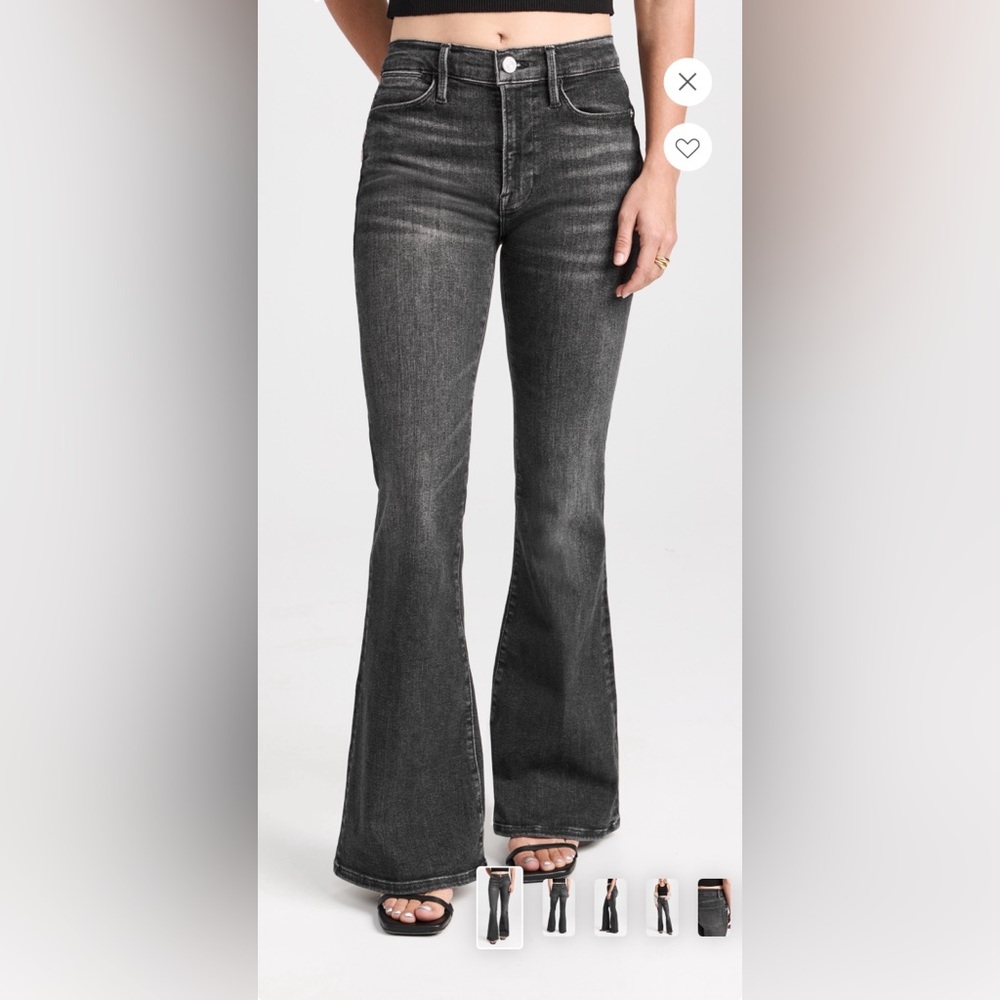 Frame Denim Le Pixie High Flare Jeans in Charcoal